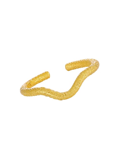 18K Golden Swimming [Adjustable Size 14] 925 Sterling Silver Irregular Minimalist Band Ring
